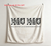 Miu Miu Fall Winter 2018 Womenswear Show Graphic Printed Black White Flannel Throw Blanket Miu Miu Logo Sofa Blanket IMG_0348